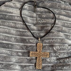 Source Unknown Gold and Black Cross Necklace
